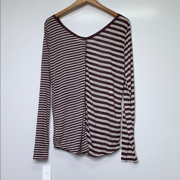 NWTs STEM • Stripe Maroon Long Sleeve V-Neck Tee - Picture 8 of 8